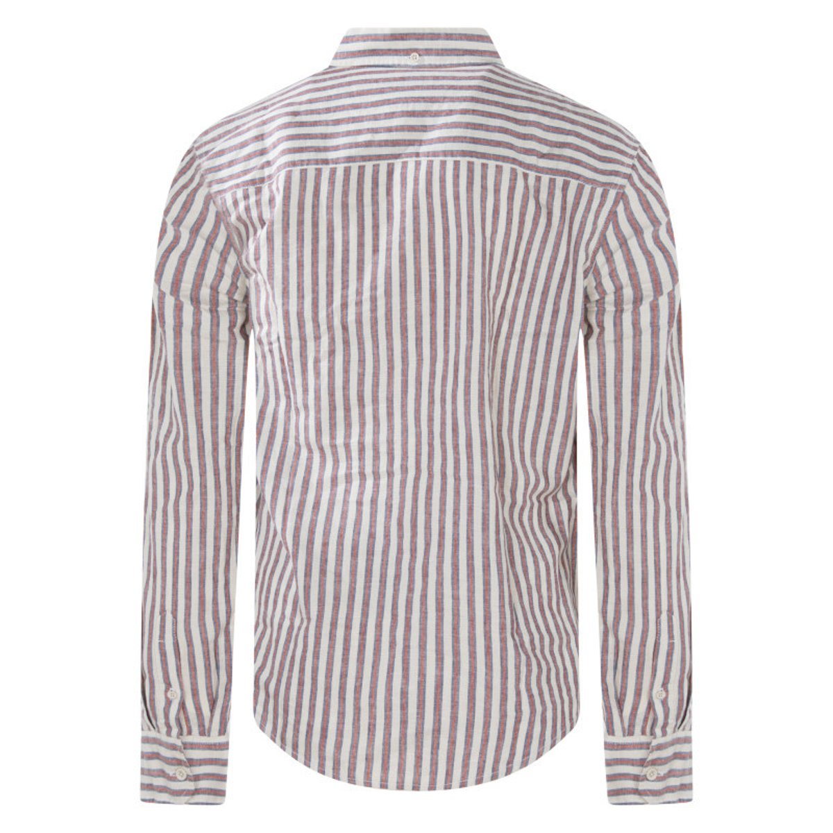 Chemise en coton et lin mélangé beige à rayures pourvue d'une coupe slim beige, MUSTANG