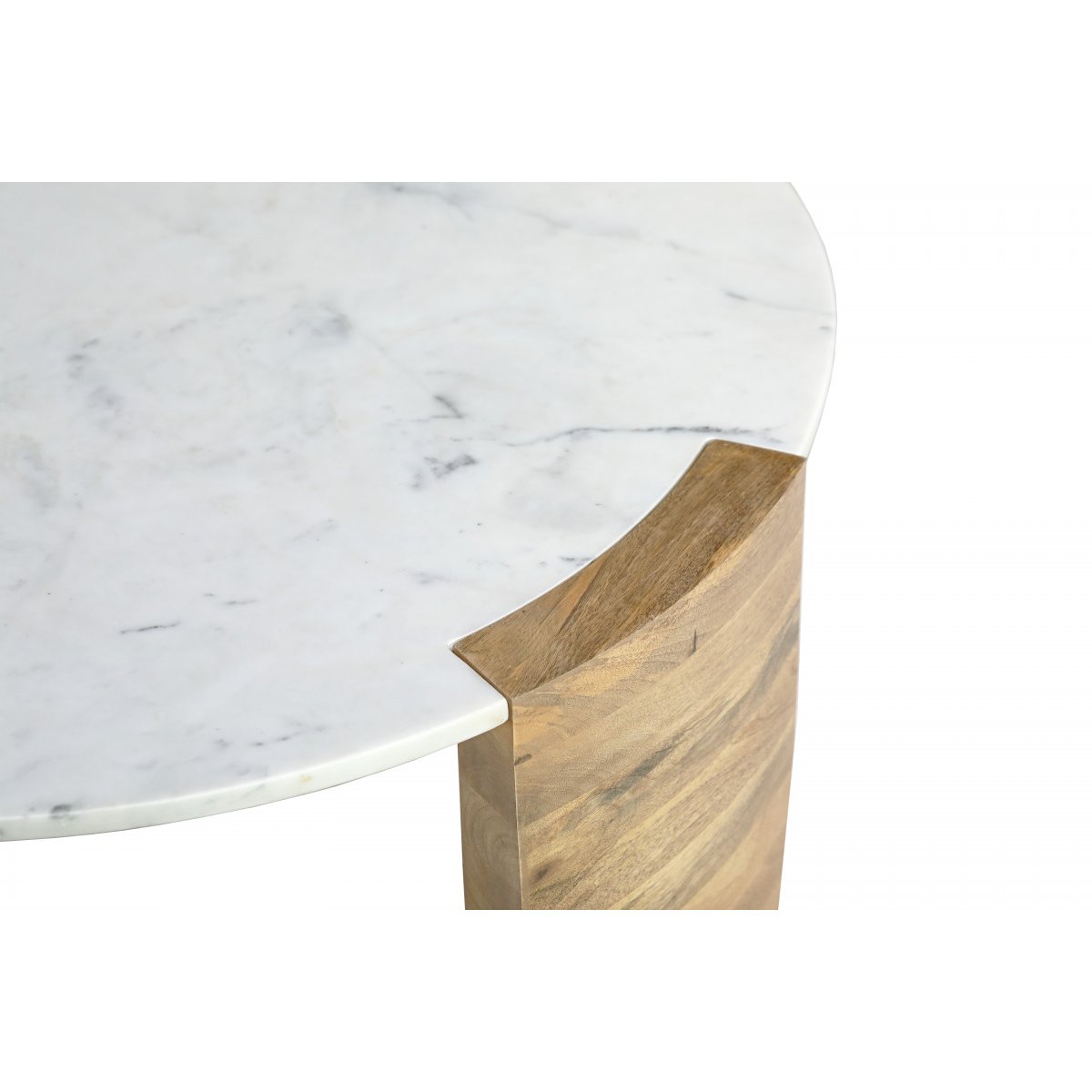 Table basse ronde en marbre, TORVI blanc, BOBOCHIC