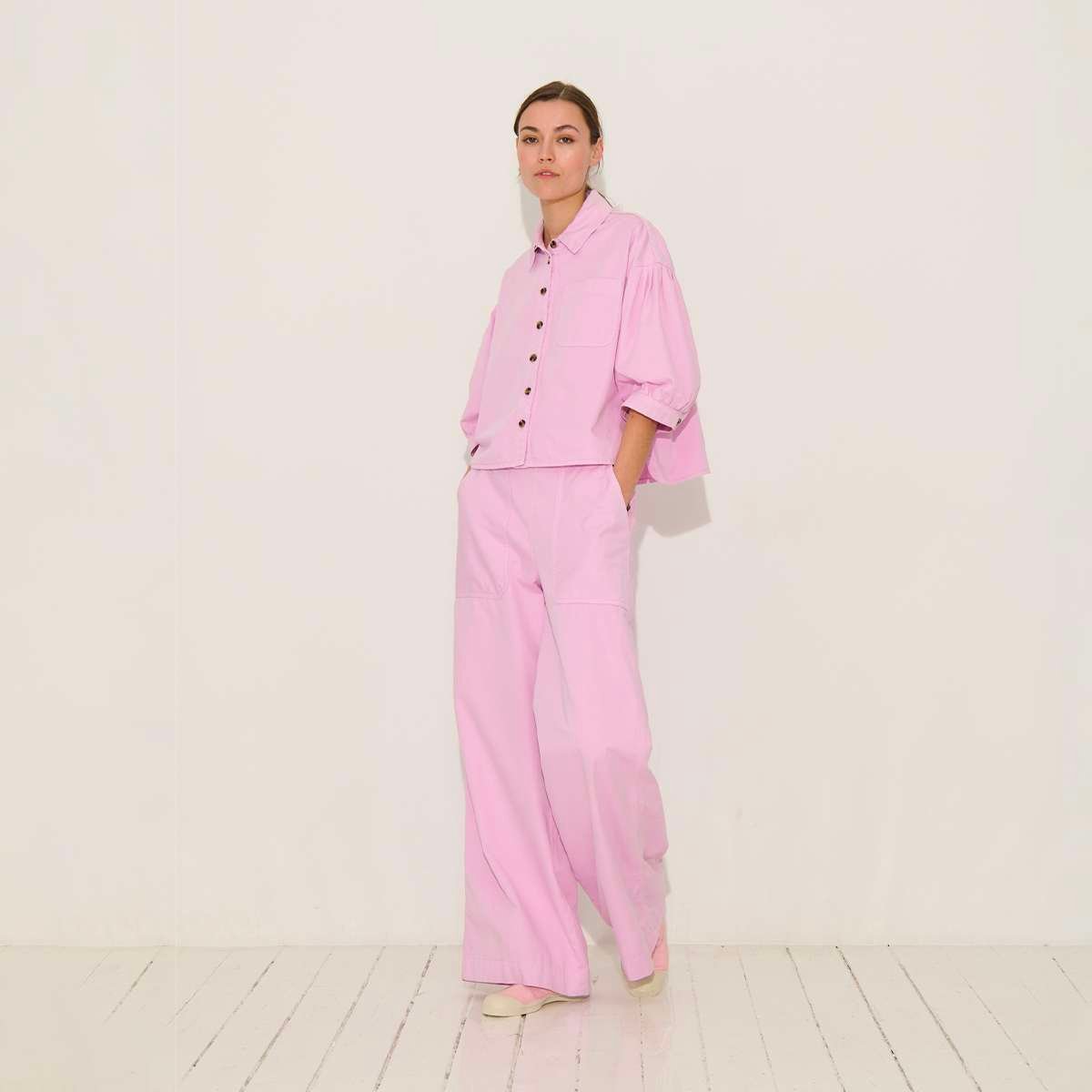 Chemise ample manches 3/4 en coton PRETTINA bubblegum, BENSIMON