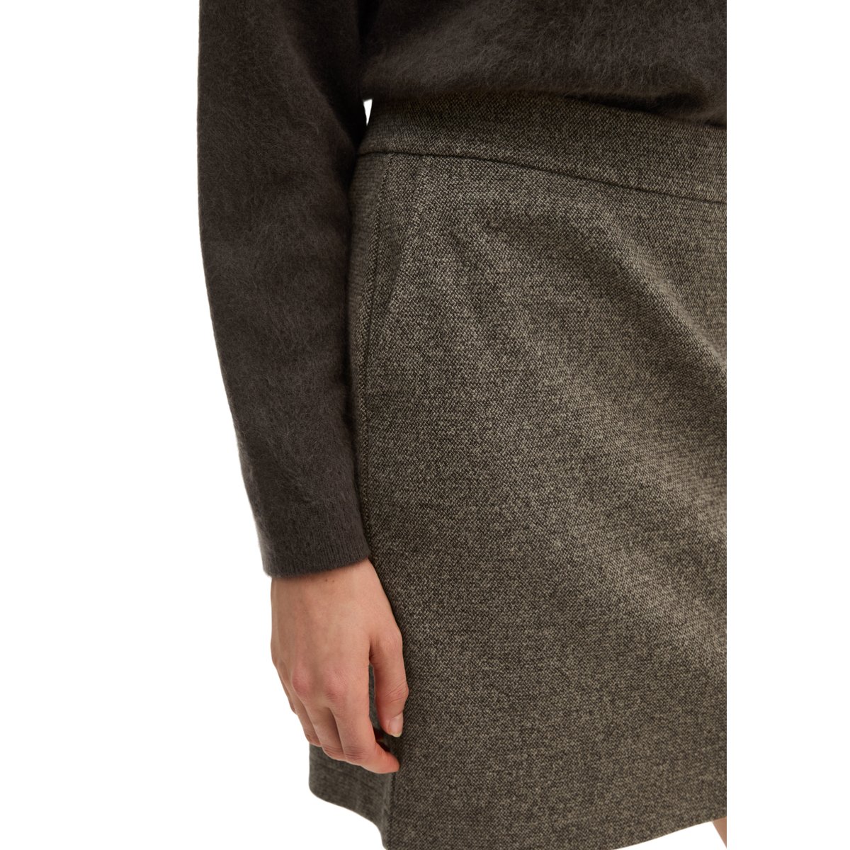 Jupe en jersey de tweed ajustée Mélange extensible de coton bio, polyester et viscose marron, MARC O'POLO