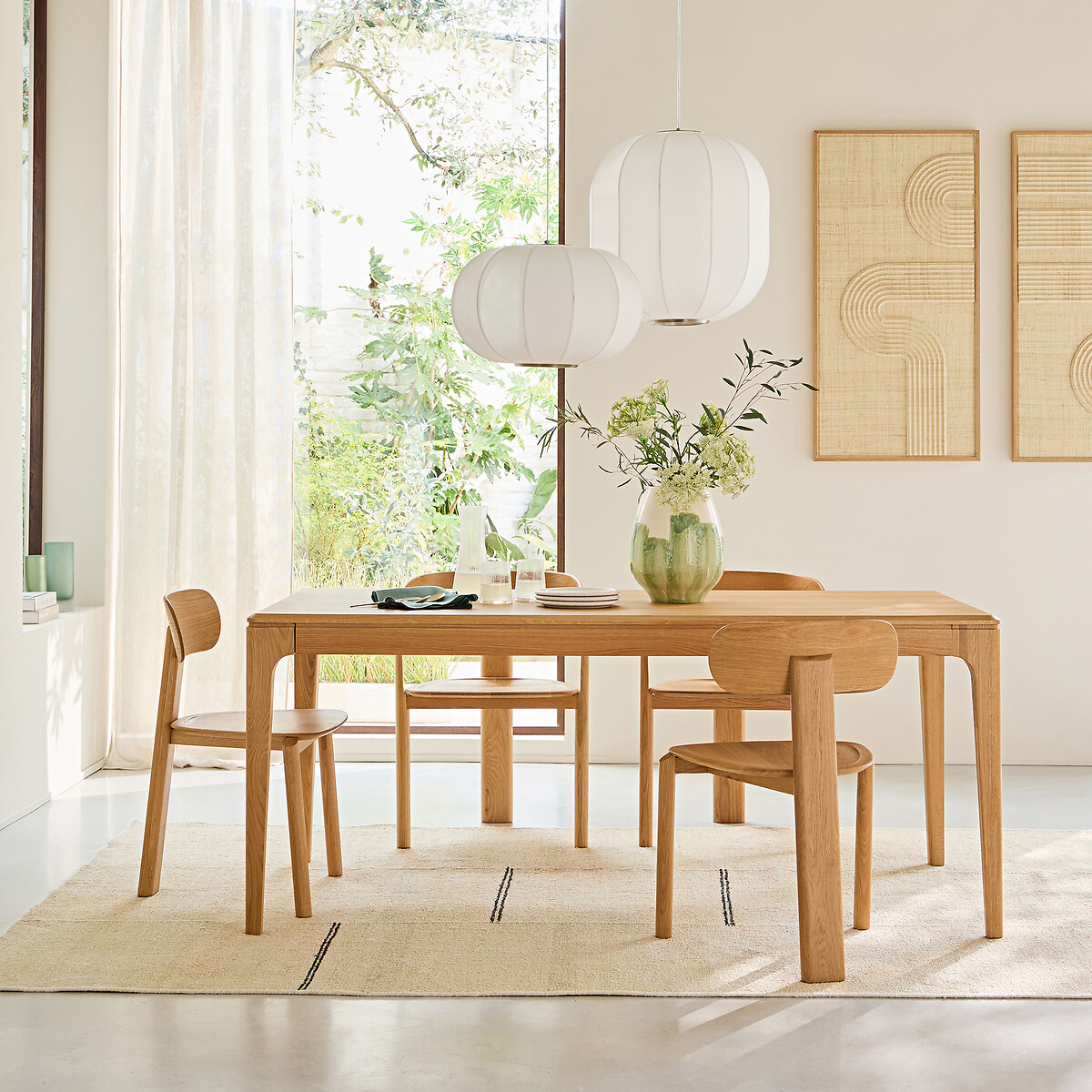 Table extensible en chêne massif et plaqué chêne, 8 à 12 couverts, SANARA chêne naturel, AM.PM