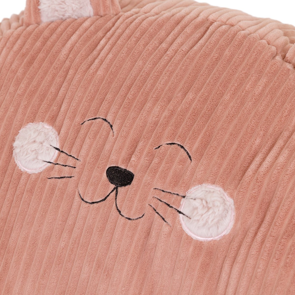 Pouf poire animal pour enfant avec coussin en velours côtelé Oeko-Tex® rose chat, ICON