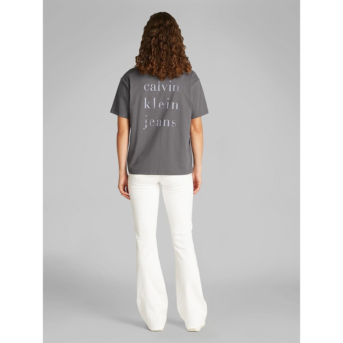 T-shirt à manches courtes coupe large, logo dans l gris, CALVIN KLEIN JEANS