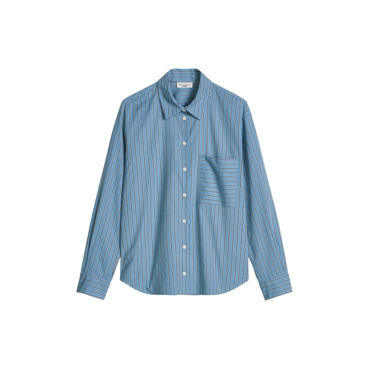 Blouse à rayures regular en mélange Organic Cotton Lyocell bleu clair, MARC O’POLO DENIM