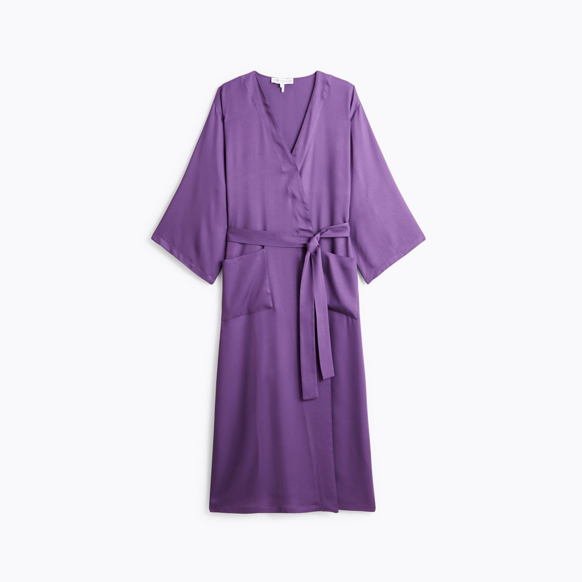 Kimono long col kimono en satin SILLAGE violet, LAURENCE TAVERNIER