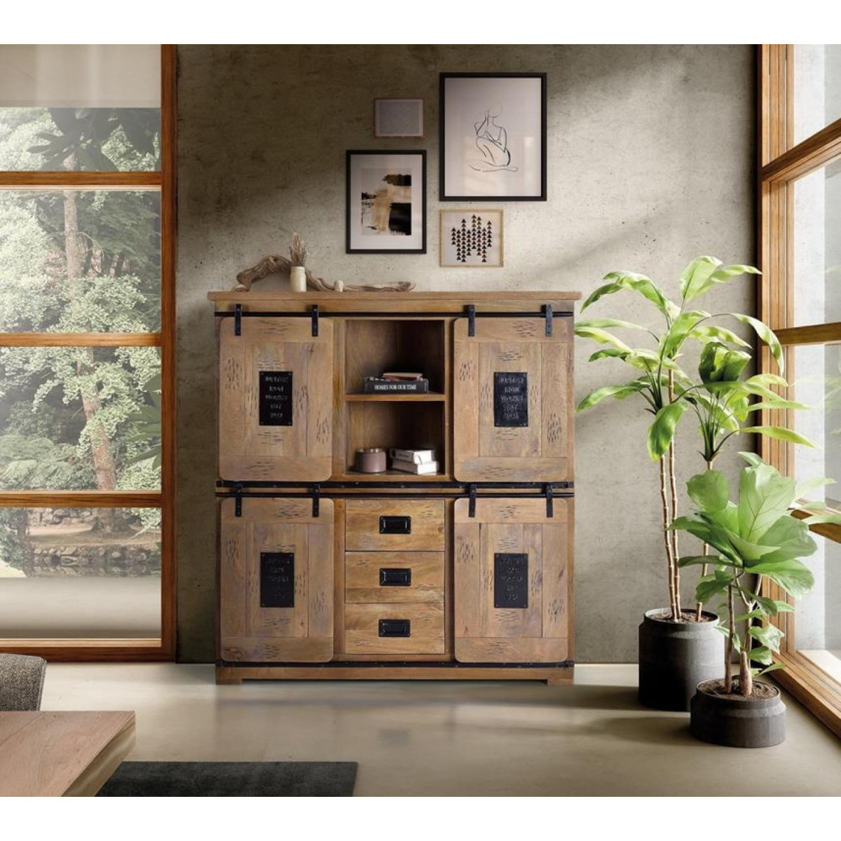 Armoire 3 tiroirs - LALIA marron, DECORATION D’AUTREFOIS