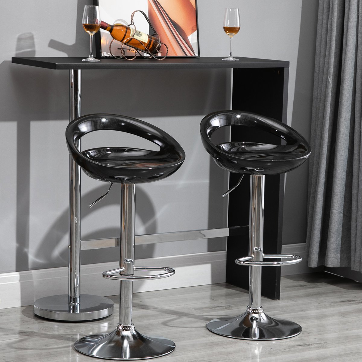 Tabouret de bar ABS Noir noir, HOMCOM