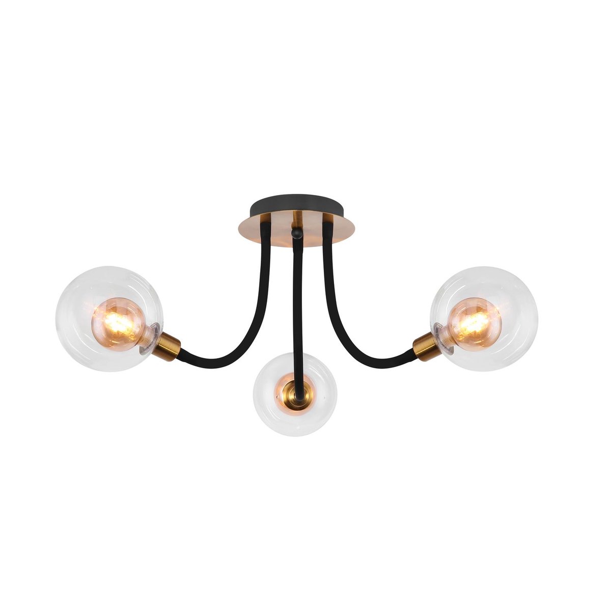 Plafonnier rond 3 lumières en verre et métal design original EDDY noir, GLOBO LIGHTING