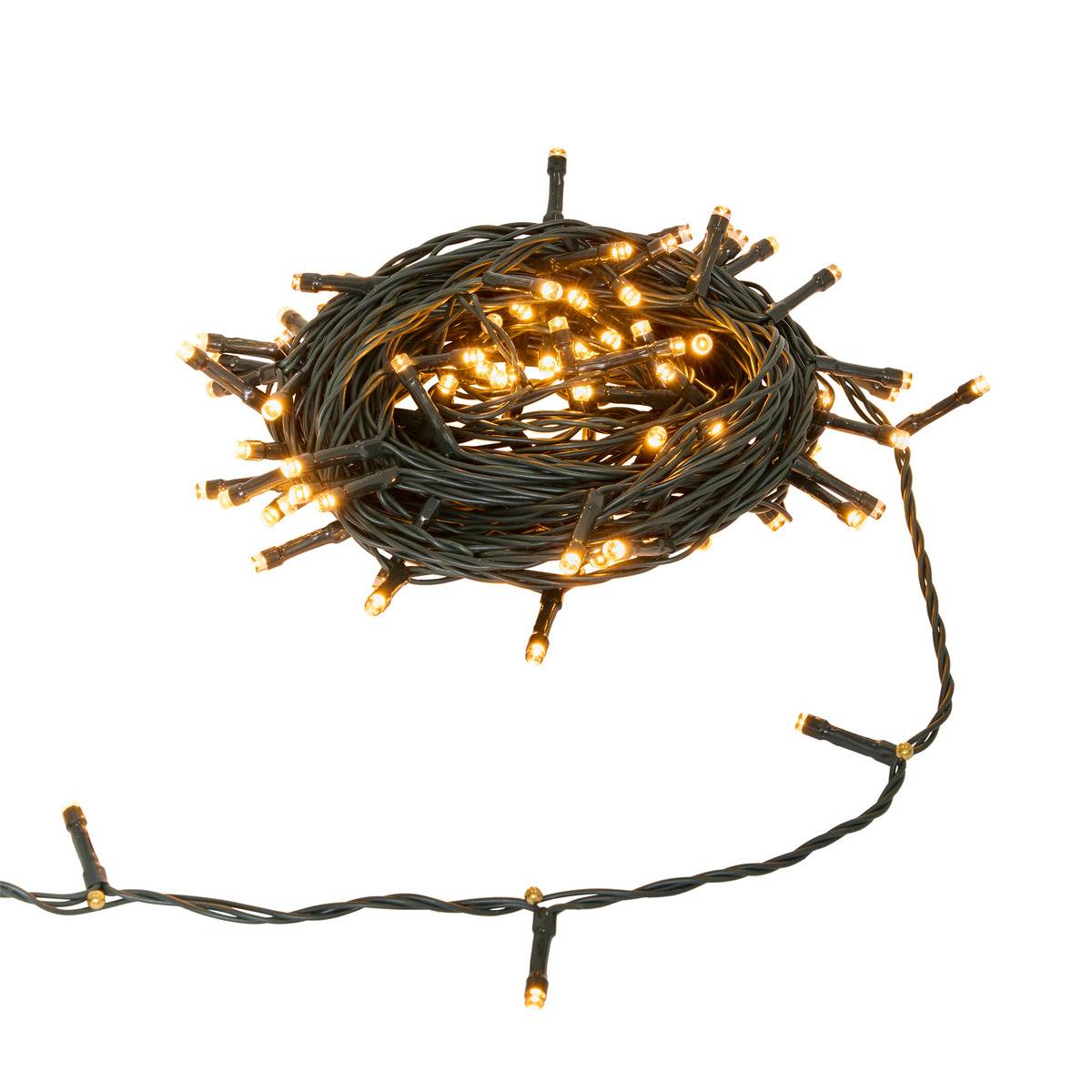 Guirlande lumineuse Technobright 100 LED 8 fonctions 10m avec timer ambre, FEERIC LIGHTS & CHRISTMAS