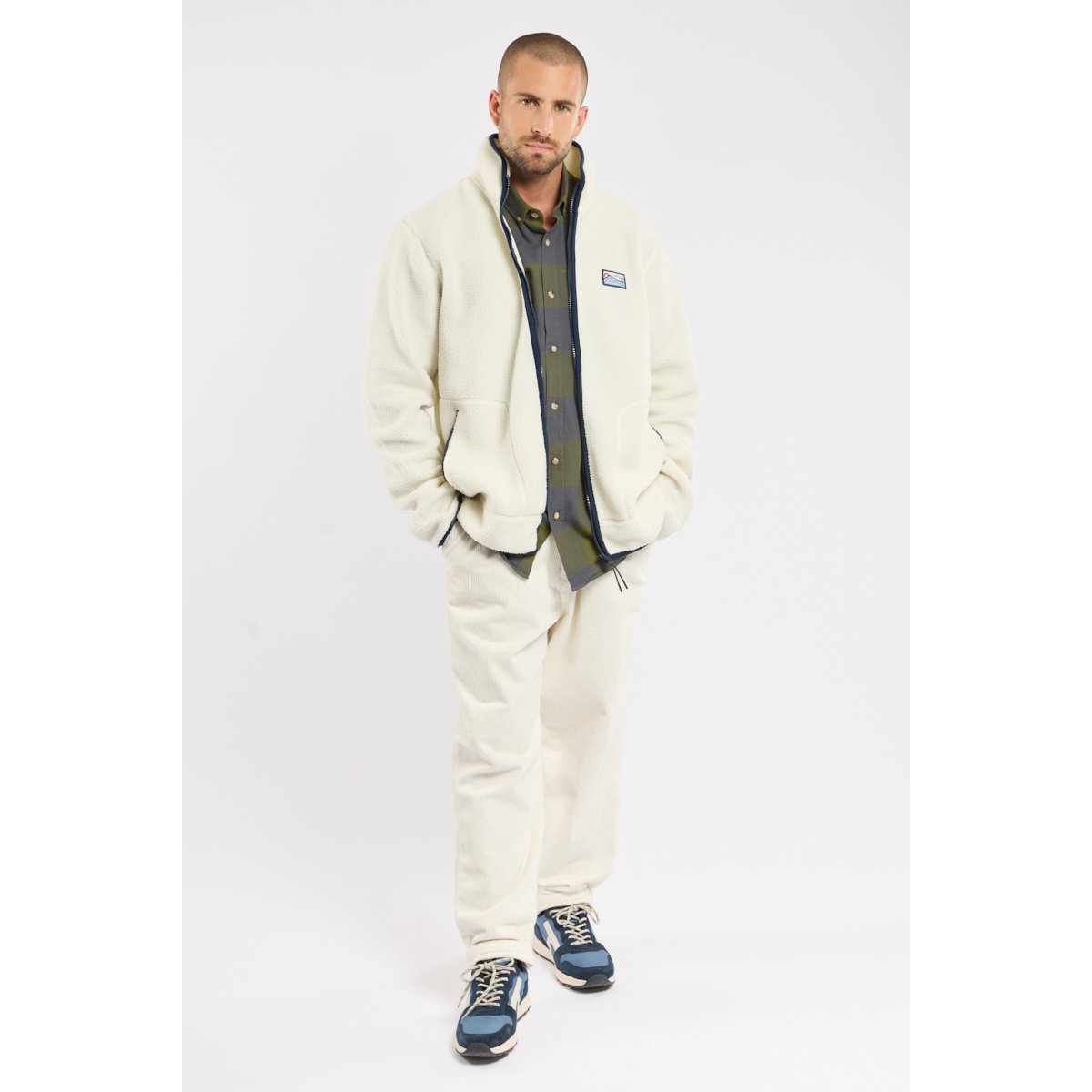 Veste polaire moutonnée PATERSON en polyester recyclé pour homme ecru, BERMUDES