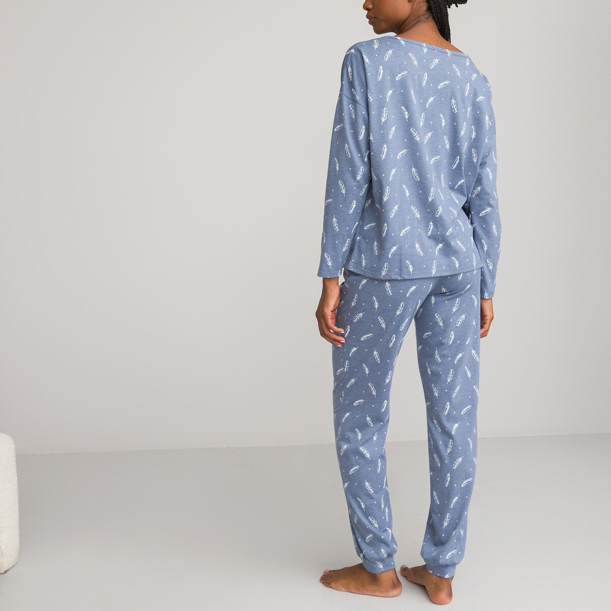 Bedrukte pyjama jeansblauw, SO'HOME