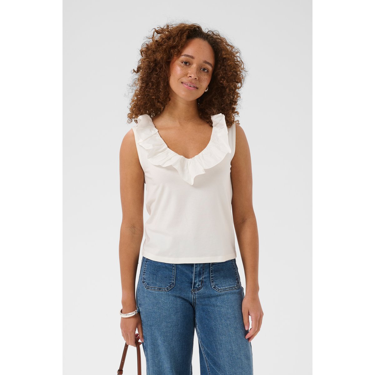 Blouse sans manches blanc chalk, KAFFE