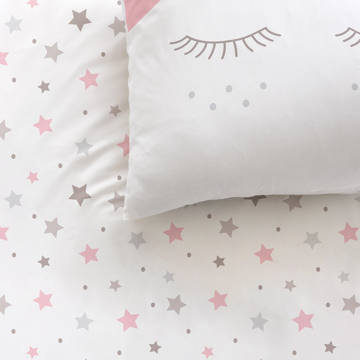 Parure de lit imprimée 100% coton, SWEET DREAMS PINK blanc, rose, MATT ET ROSE