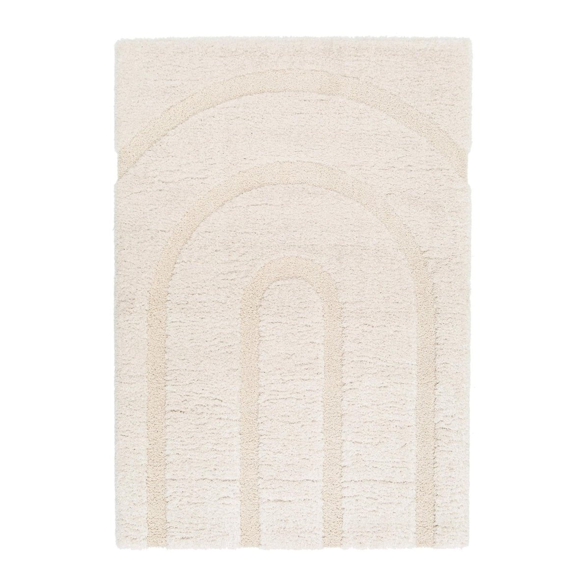Tapis shaggy épais en polyester recyclé avec relief ARCADIA beige sable, AFK LIVING