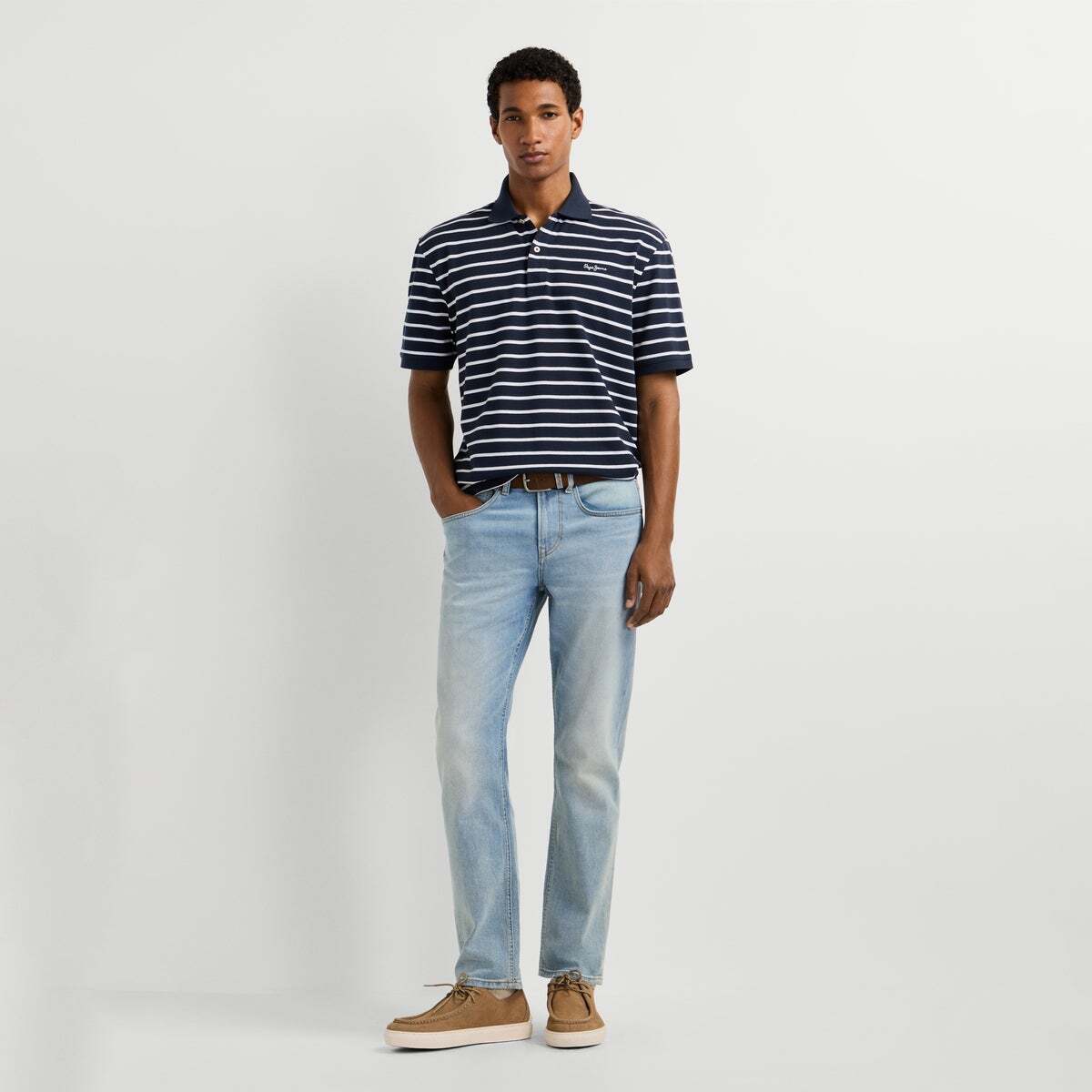 Polo Coupe Regular En Piqué bleu mer profonde, PEPE JEANS