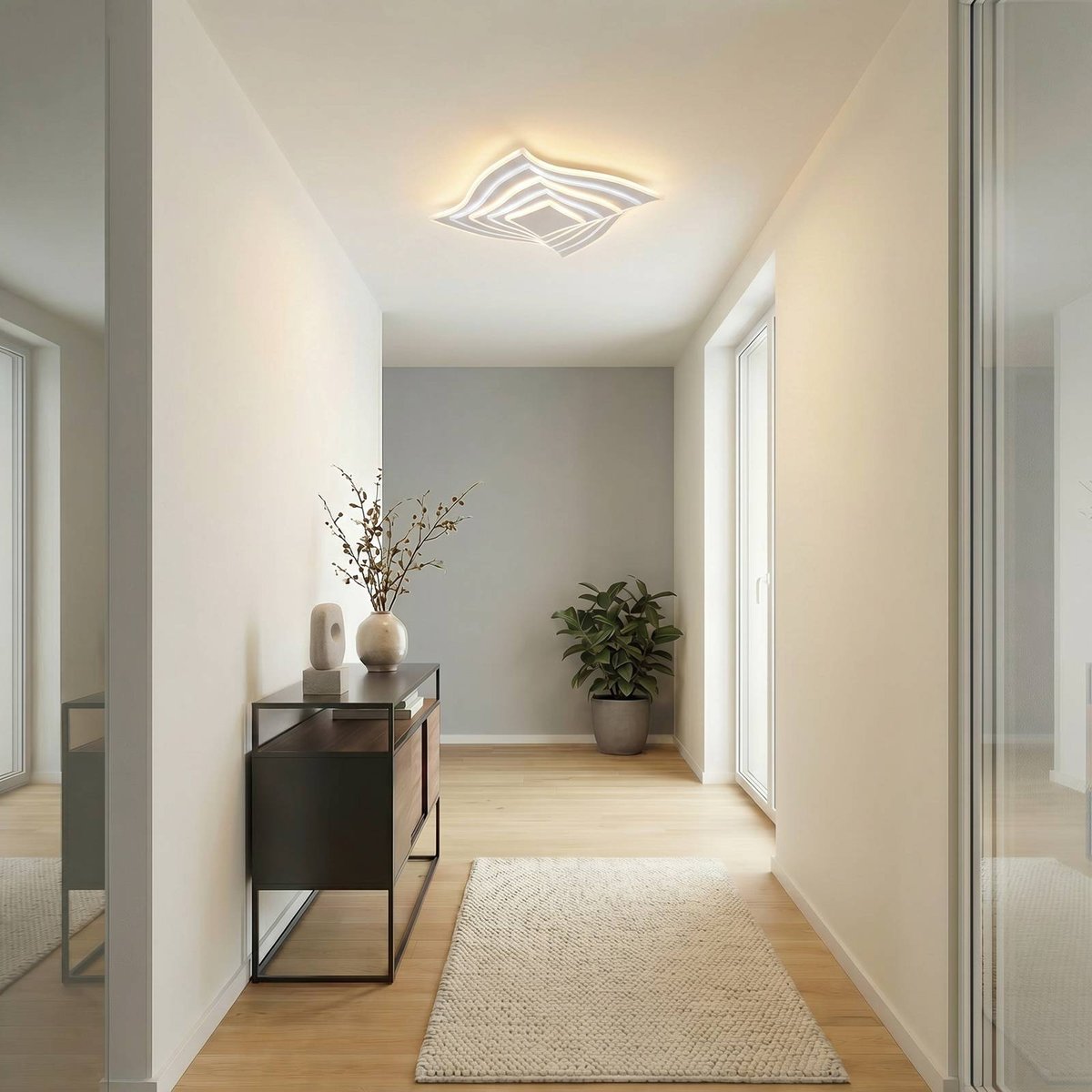 Plafonnier en métal moderneLED, Rebeka blanc, LINDBY
