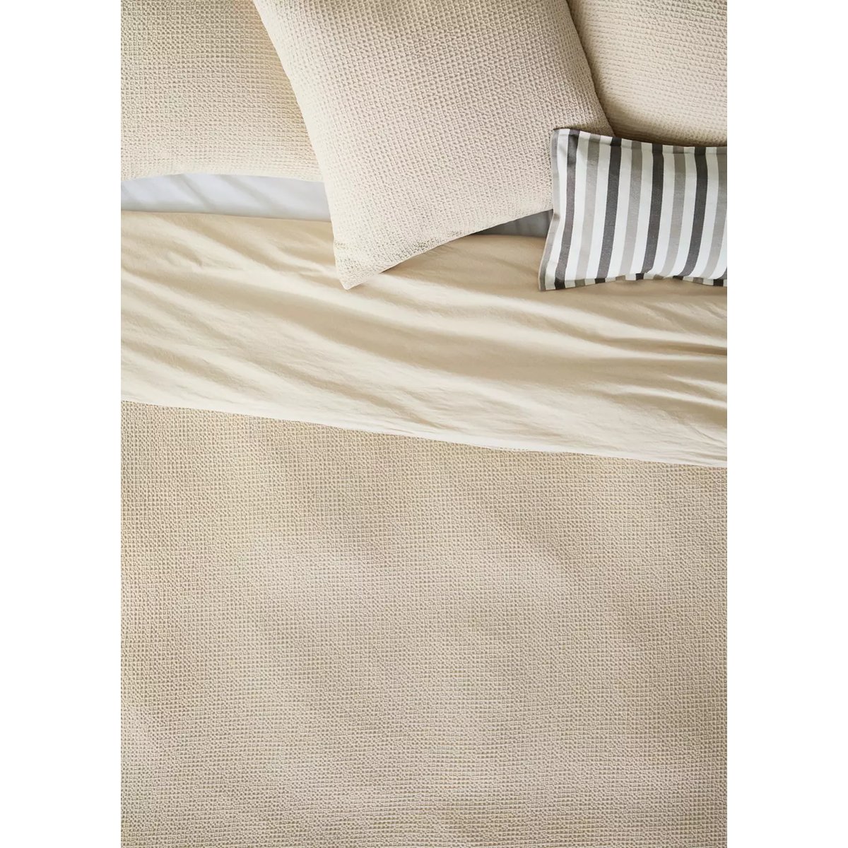Housse de couette coton gaufré garment-dyed lit 150/160 cm beige, MANGO HOME