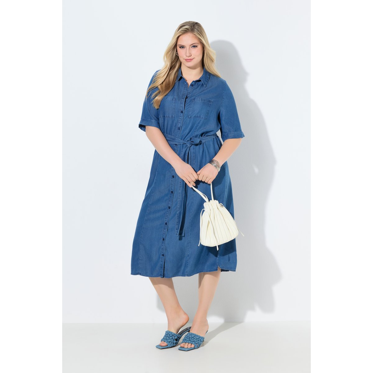 Robe-chemisier bleu jean, ULLA POPKEN