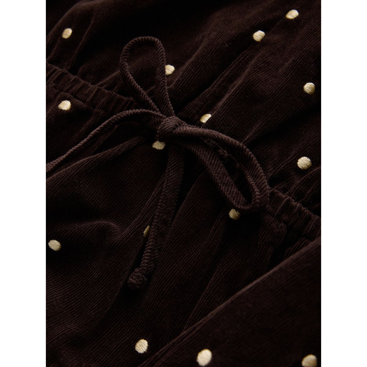 Robe courte velours côtelé à col en v nouer tache brun chocolat/dorée, NEXT