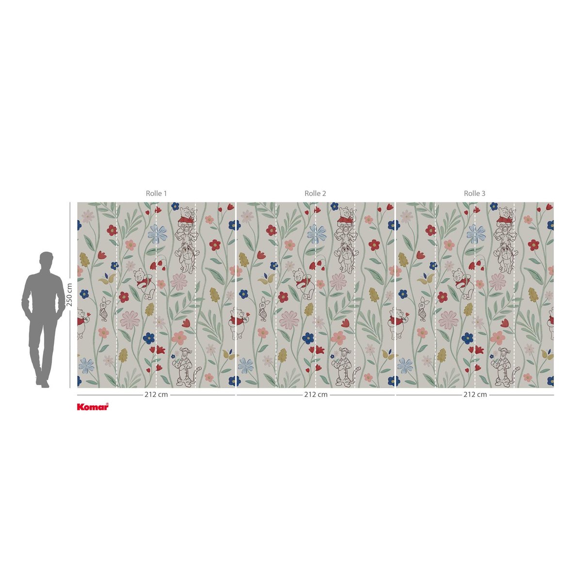 Papier peint Komar - Disney Winnie the Pooh Blossom Friends - Rouleau: 212 x 250 cm multicolore, HEXOA