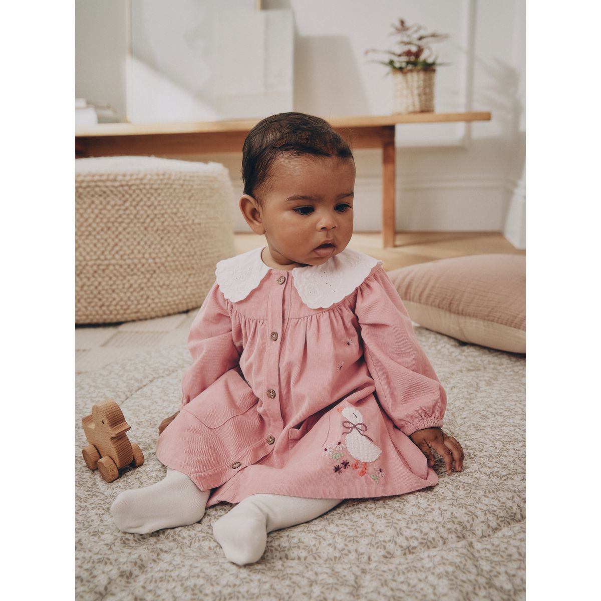 Robe brodée et collant bébé, 2 pièces rose, NEXT