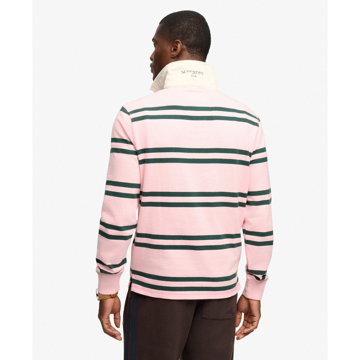 Top Rugby Double Emblem Coupe Décontractée rayures duo rose, SUPERDRY