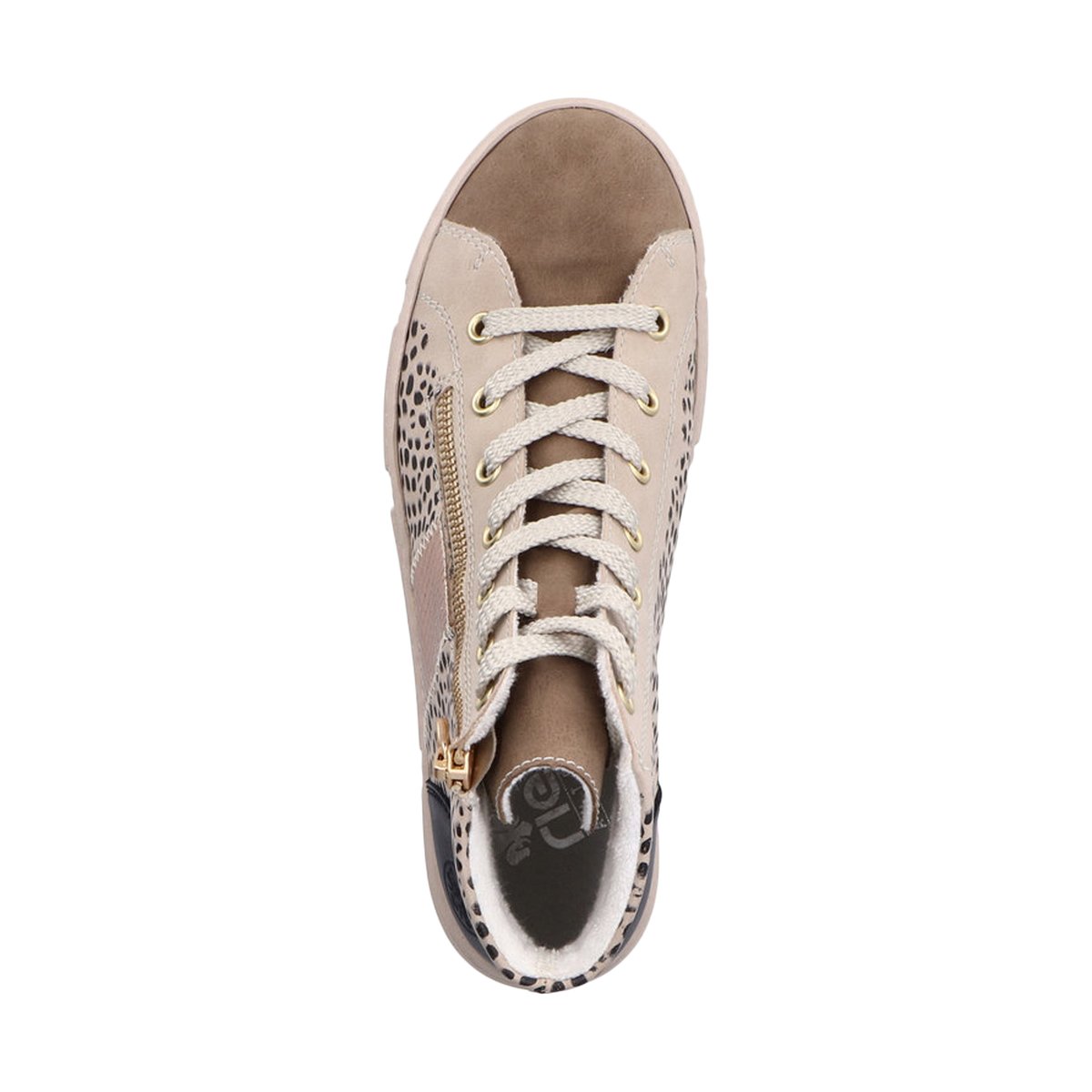Bottines léopard et à talon plat et à lacets avec zip latéral léopard, RIEKER