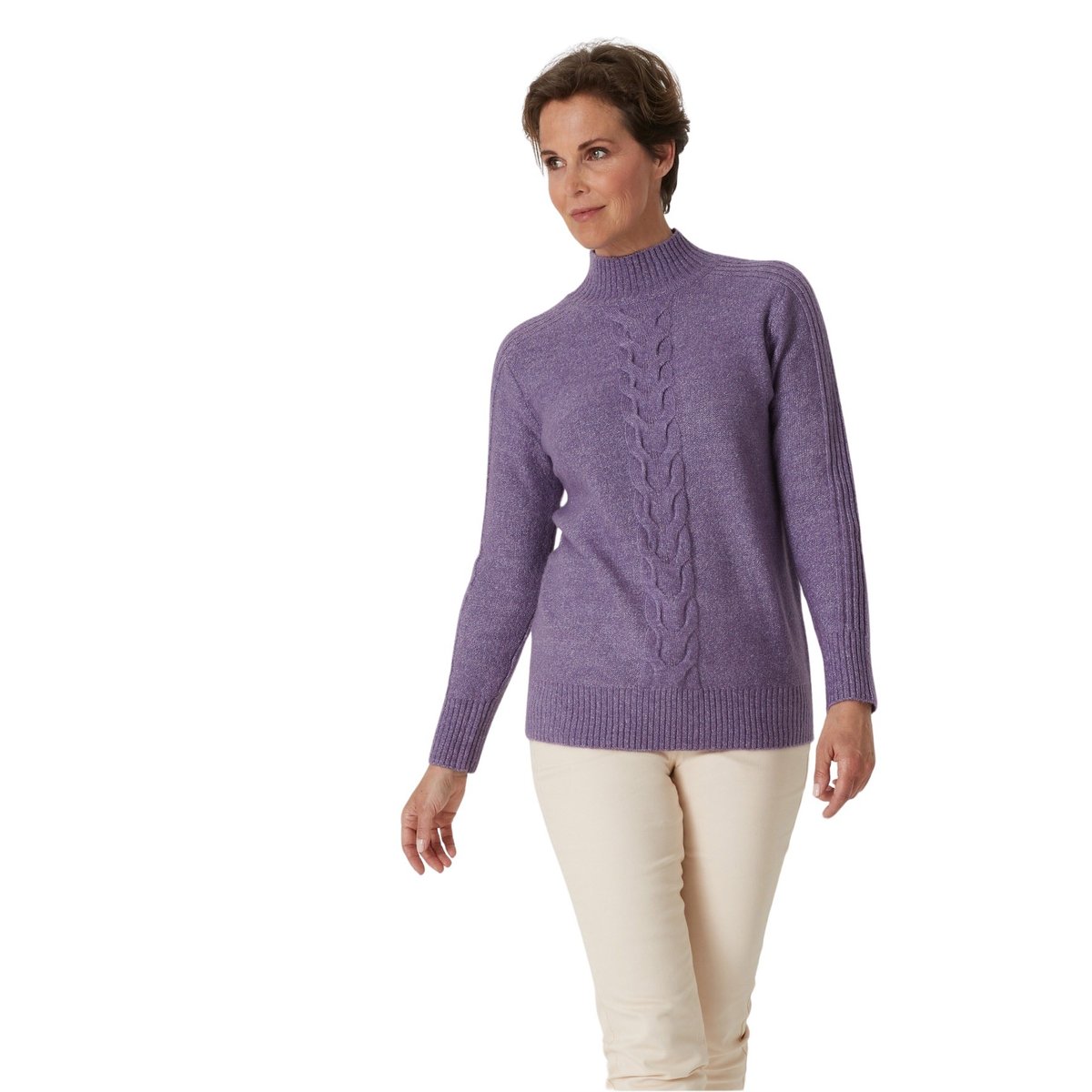 Pull col montant torsadé violet, DAXON