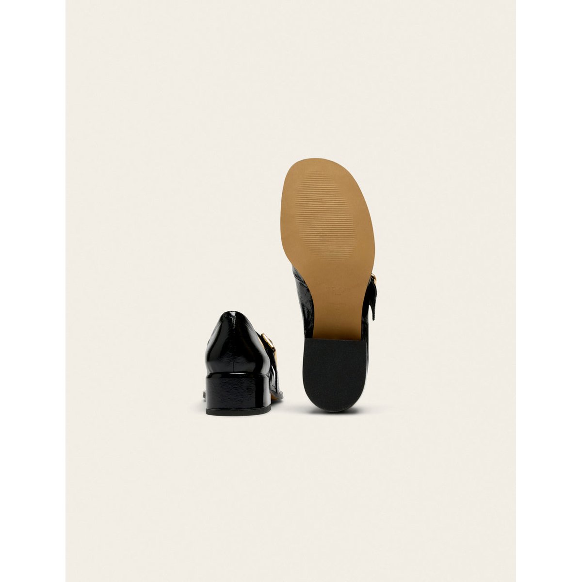 Escarpins AMARI cuir plissé verni noir, ODAJE