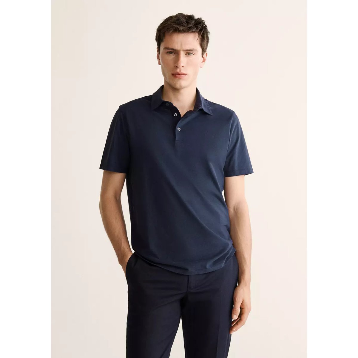 Polo slim-fit 100 % coton bleu marine, MANGO MAN