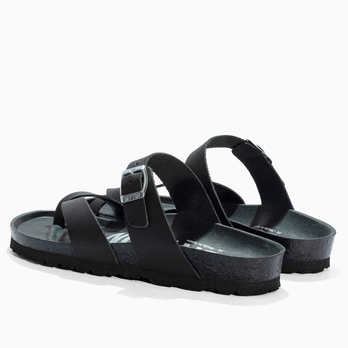 Tongs en cuir DIANE black, BAYTON