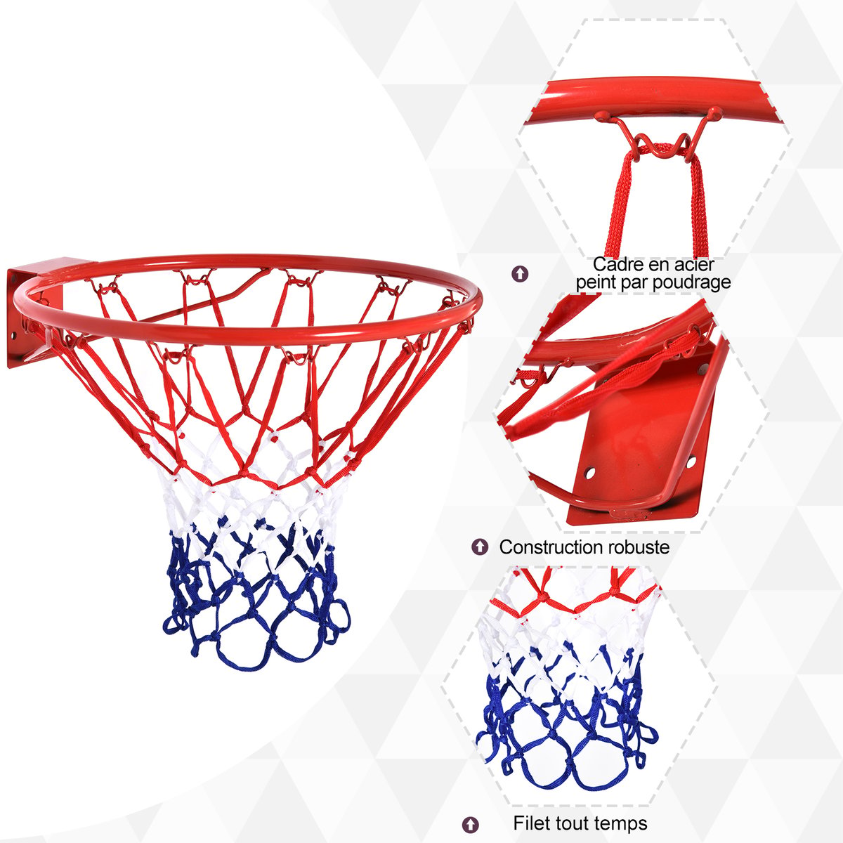 Panier de basket Métal Rouge rouge, HOMCOM