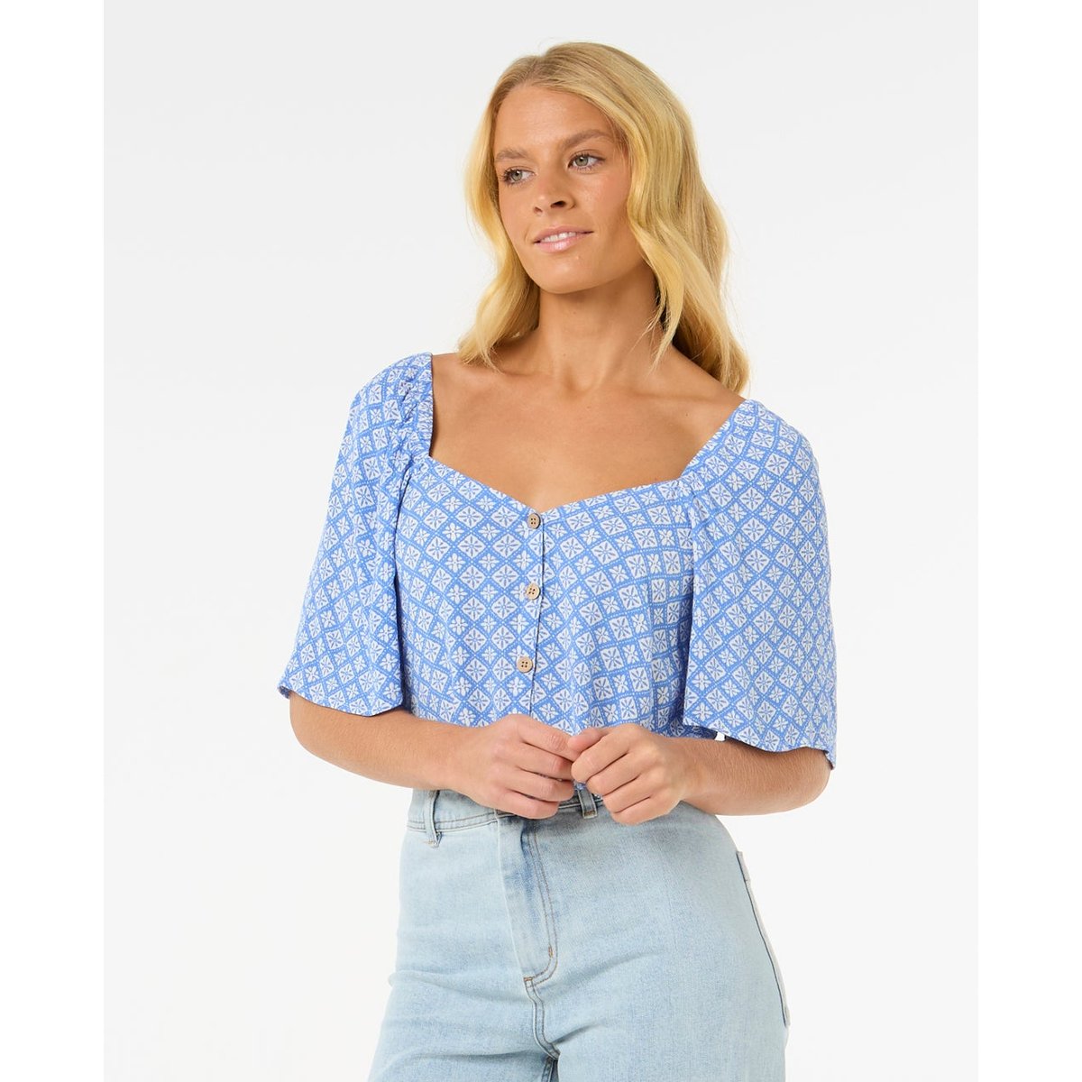 Chemise SAN CARLOS BUTTON THROUGH TOP bleu, RIP CURL