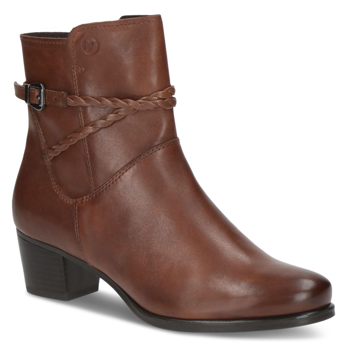 Bottine talon bloc marron mocca combiné, CAPRICE