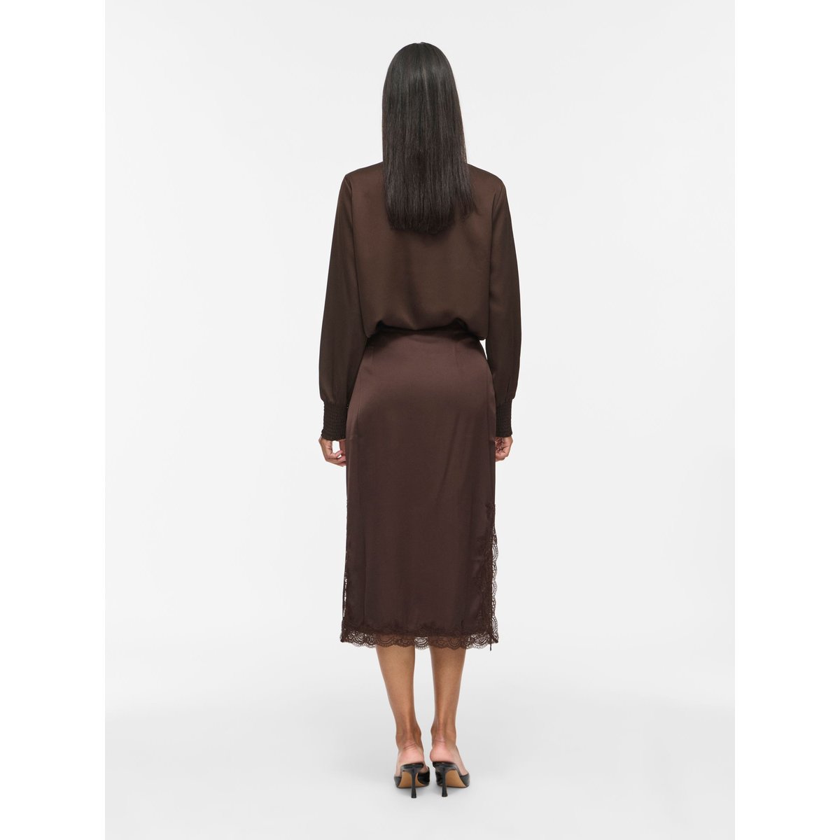 Jupe Mi-Longue marron - coffee bean1, VILA