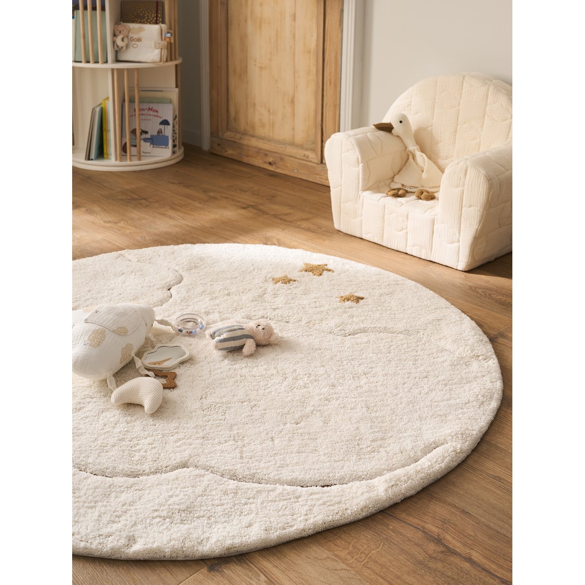 Tapis rond Nuage beige, VERTBAUDET