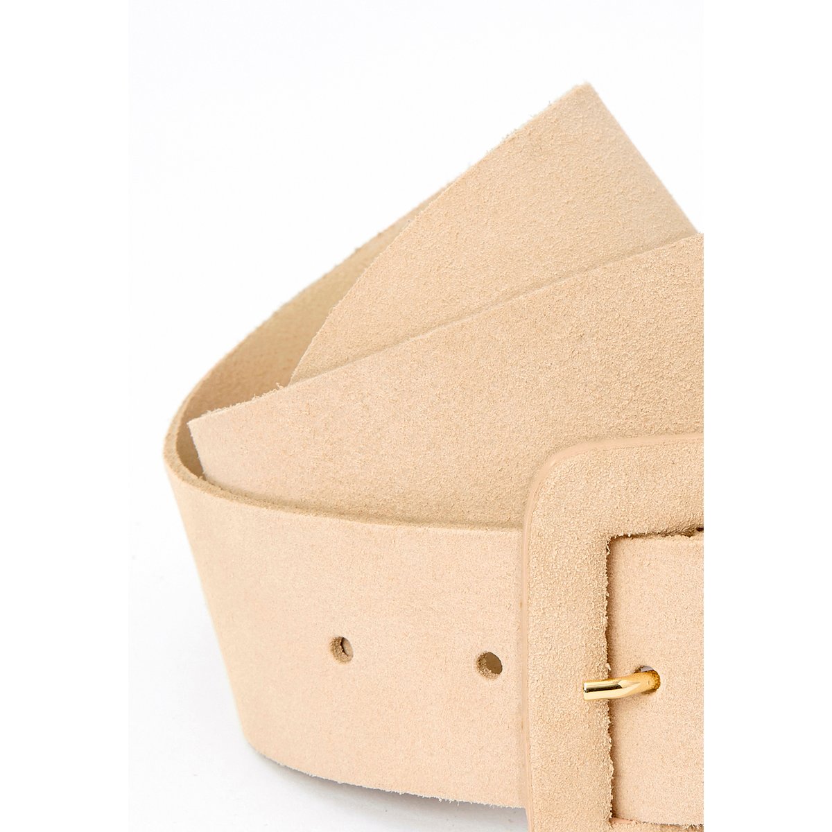 Ceinture en croûte de cuir suédé marron beige sable, DAMART