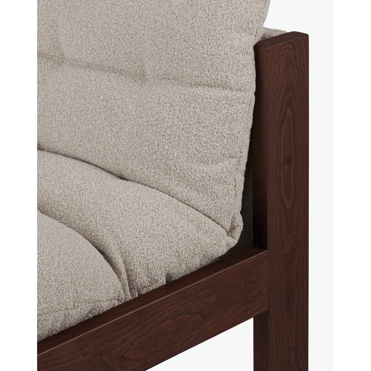 Fauteuil lounge Huno - tissu bouclé, structure bois marron cacao & beige désert bouclé, NOO.MA