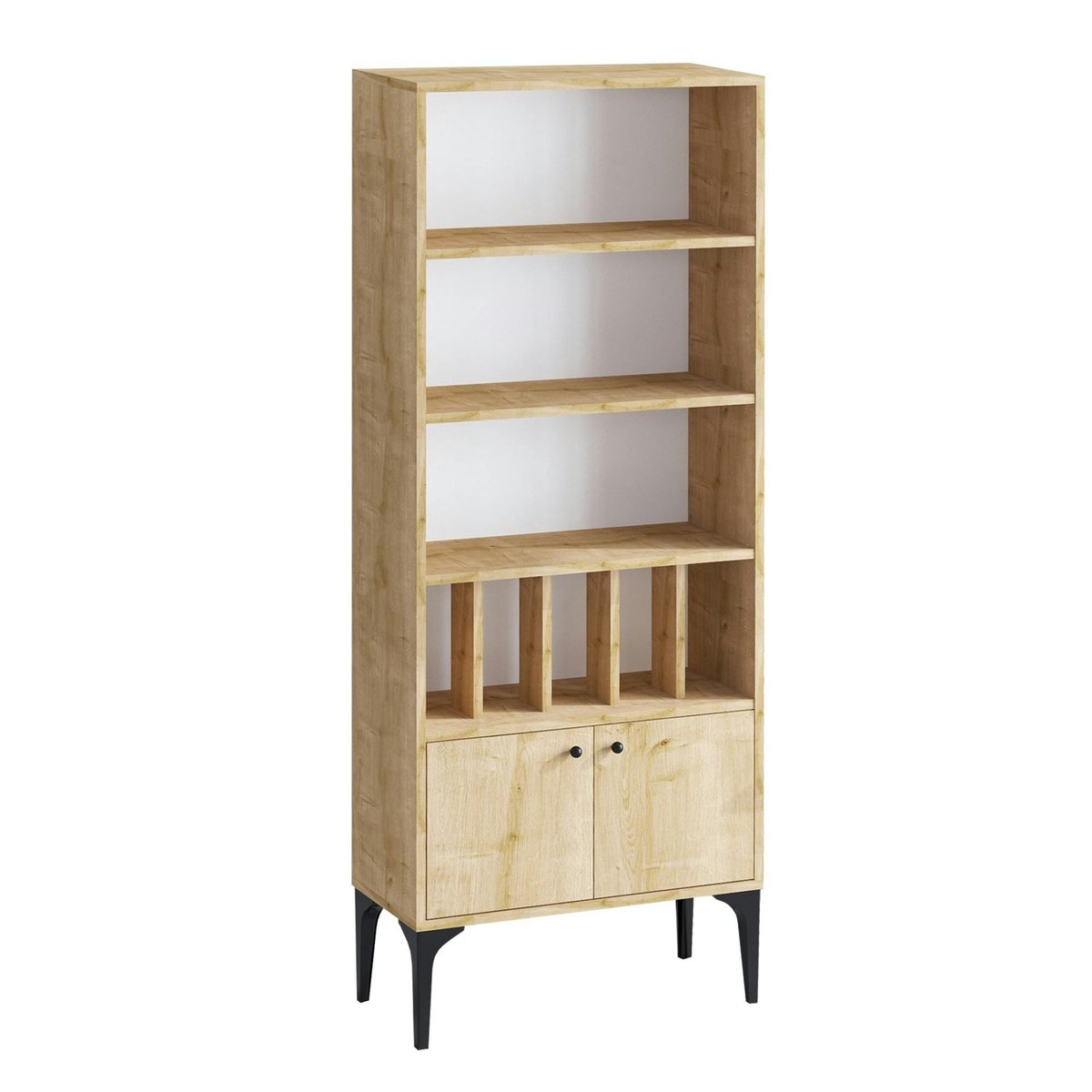 Bibliothèque moderne effet bois clair - séparateurs livres JENA bois naturel, PIER IMPORT