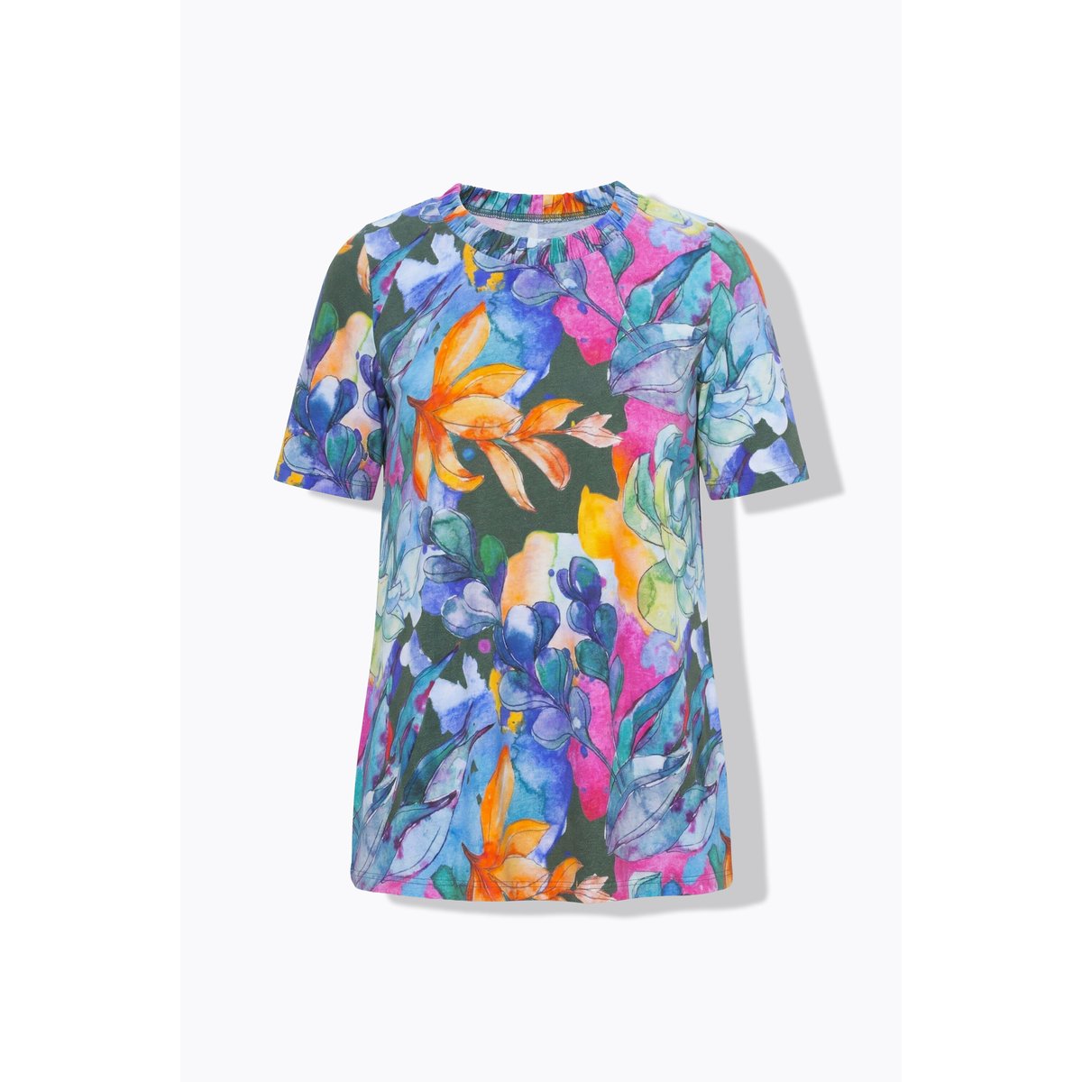 T-shirt en coton bio, motif artichauts kaki, ULLA POPKEN