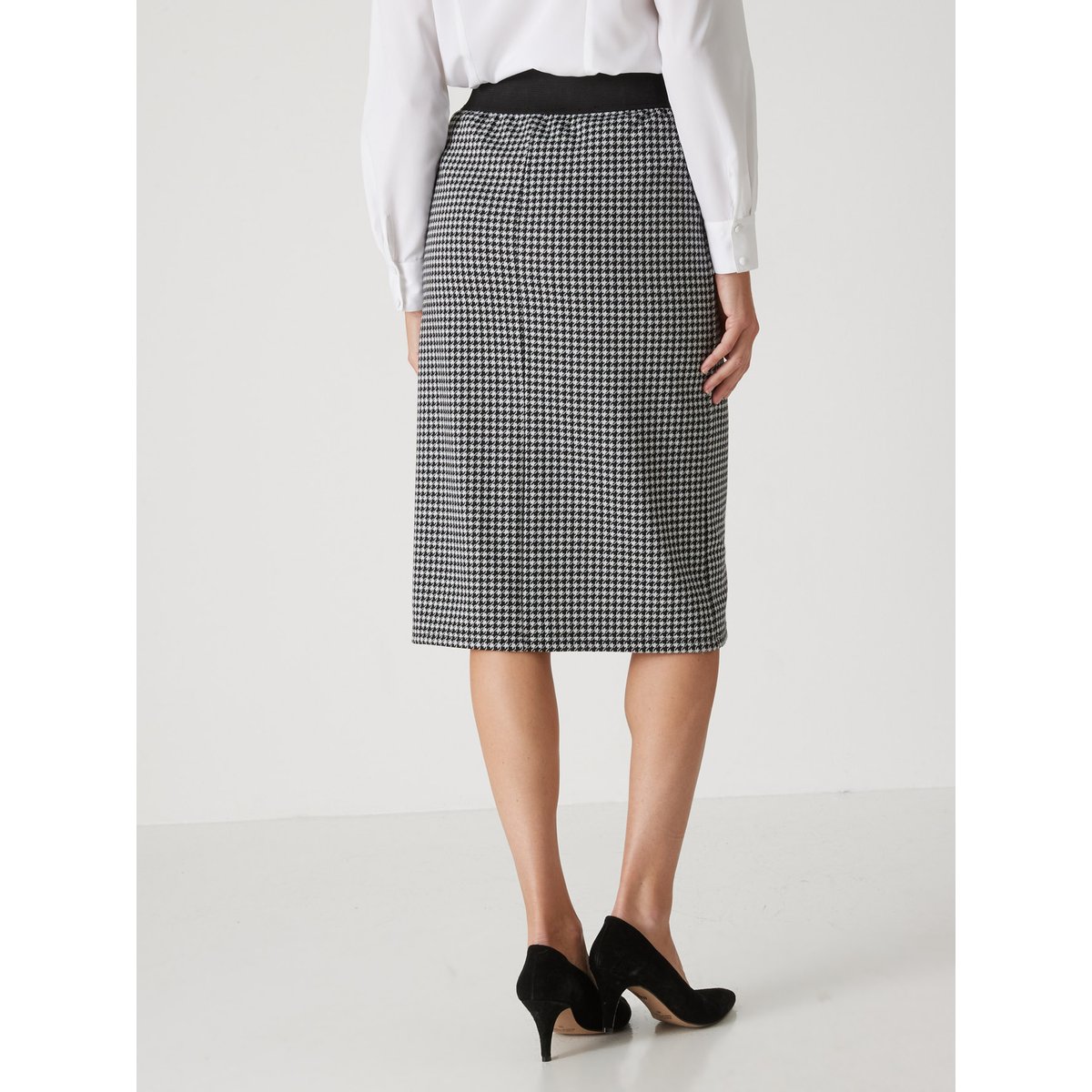 Jupe élastiquée coupe droite noir/blanc, DAXON