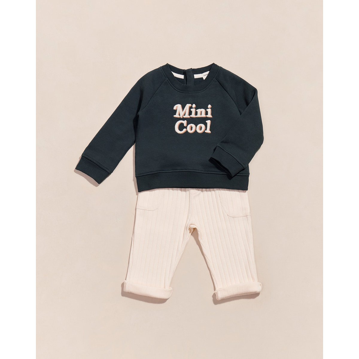 Sweat brodé en coton bio, COOL bleu - charbon, EMOI EMOI
