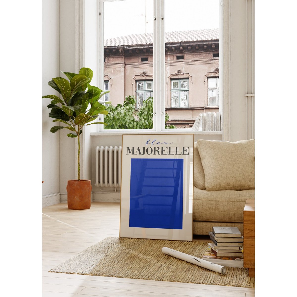 Affiche Bleu Majorelle blanc, L'AFFICHERIE