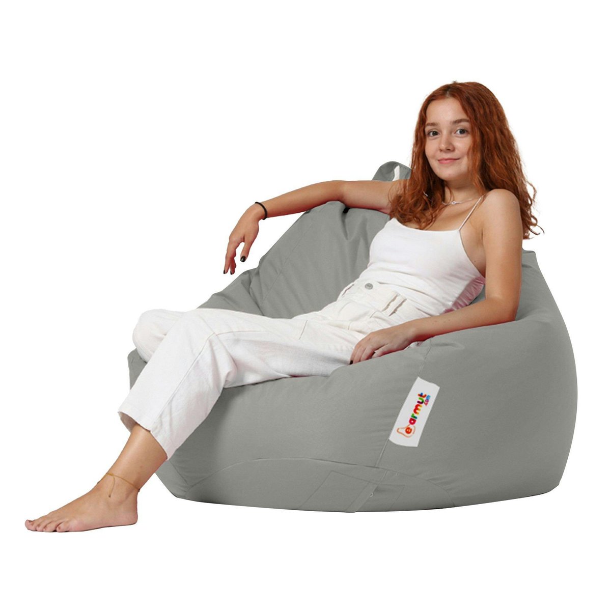 Pouf poire XXL imperméable pour jardin ARTA gris, PIER IMPORT