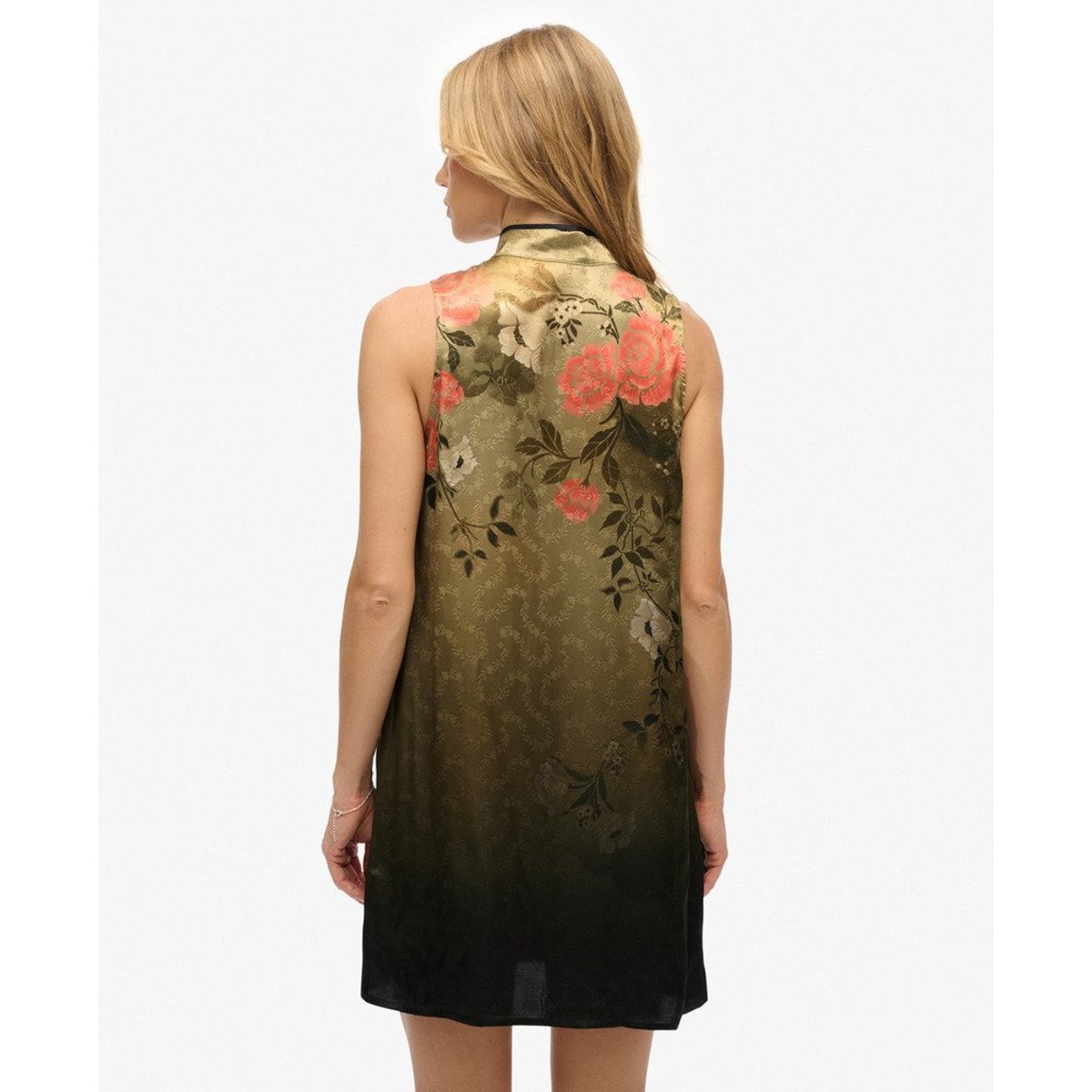 Robe Mini A-Line en Jacquard kaki reina vine, SUPERDRY