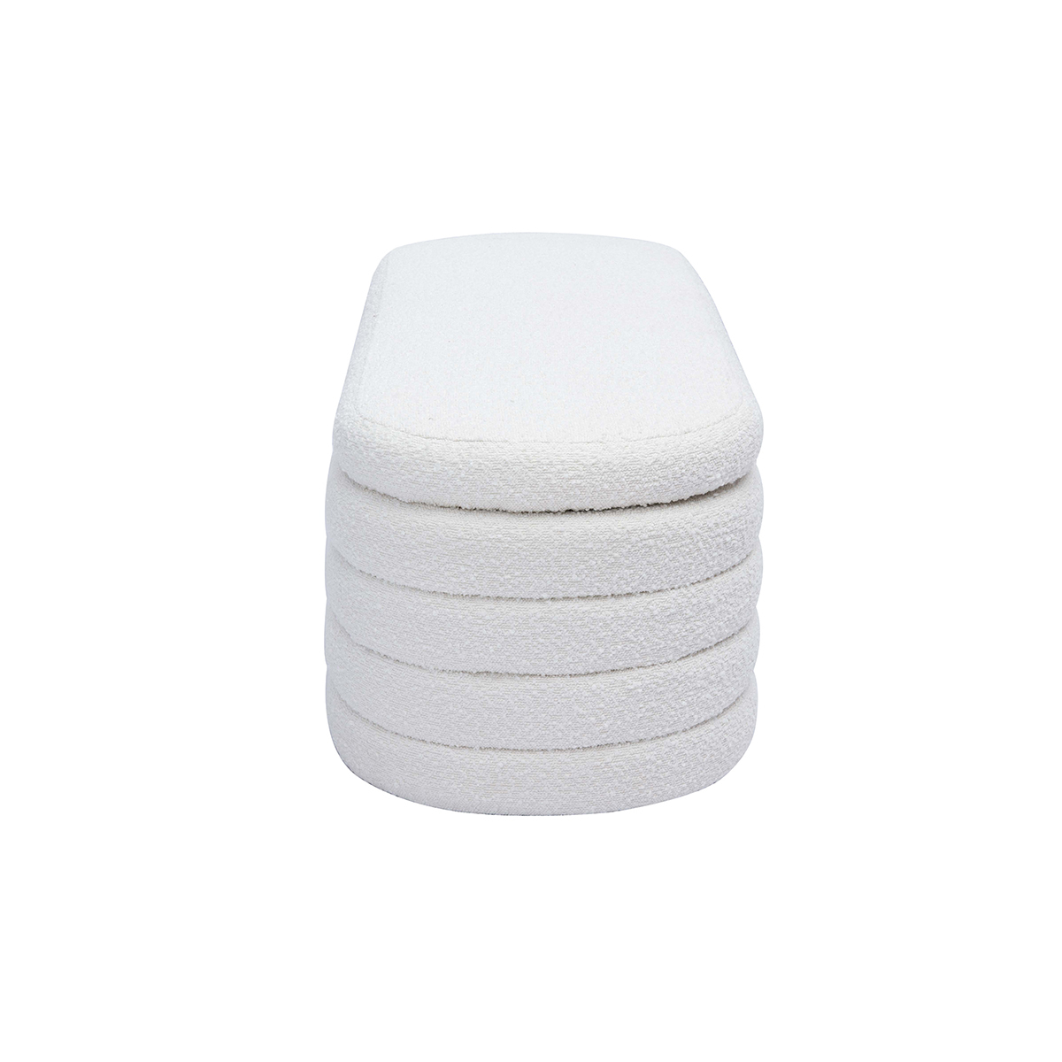 Banc coffre en tissu effet laine bouclée blanc L125 cm NAVY blanc, MILIBOO