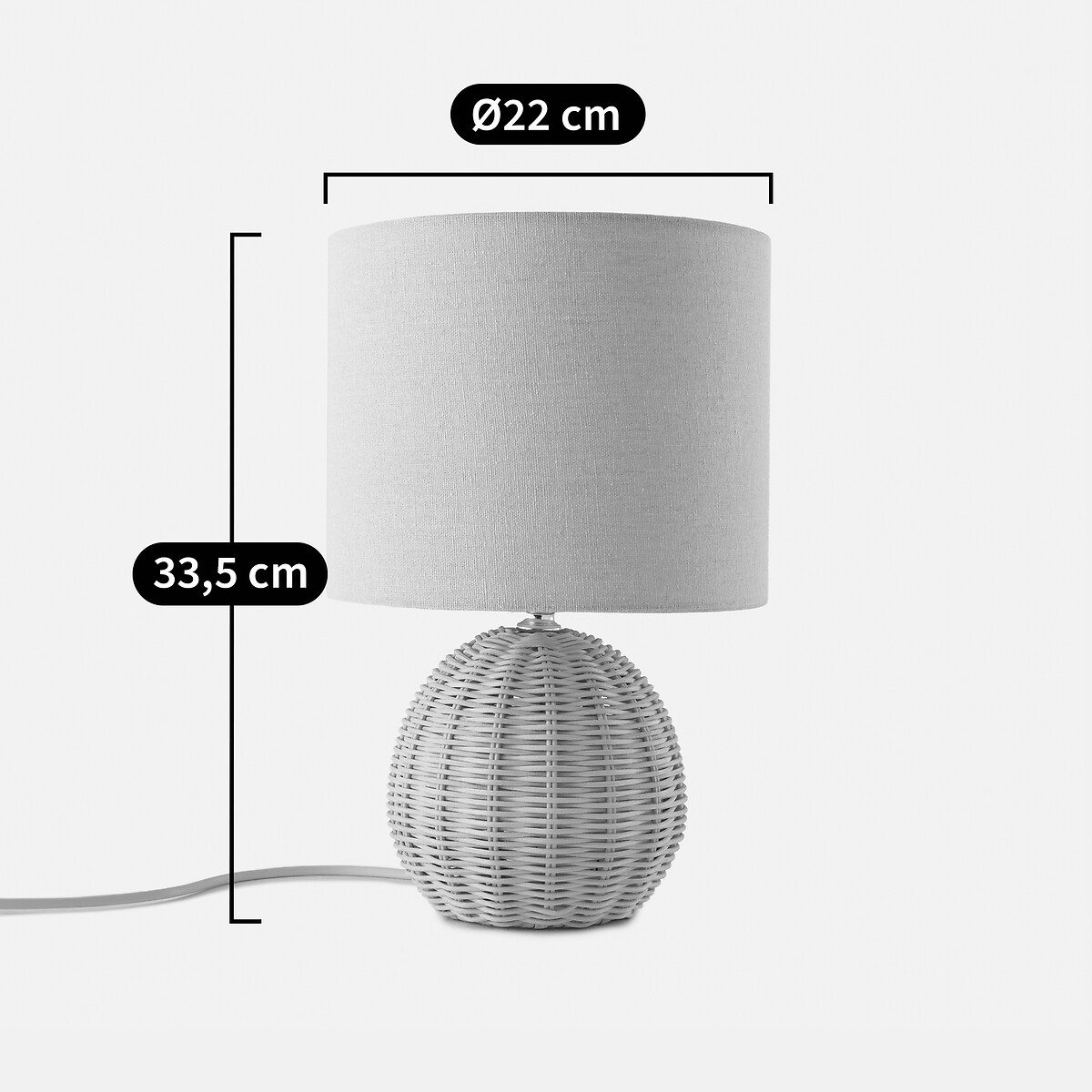 Lampe à poser en rotin et lin, HOREA naturel, LA REDOUTE INTERIEURS