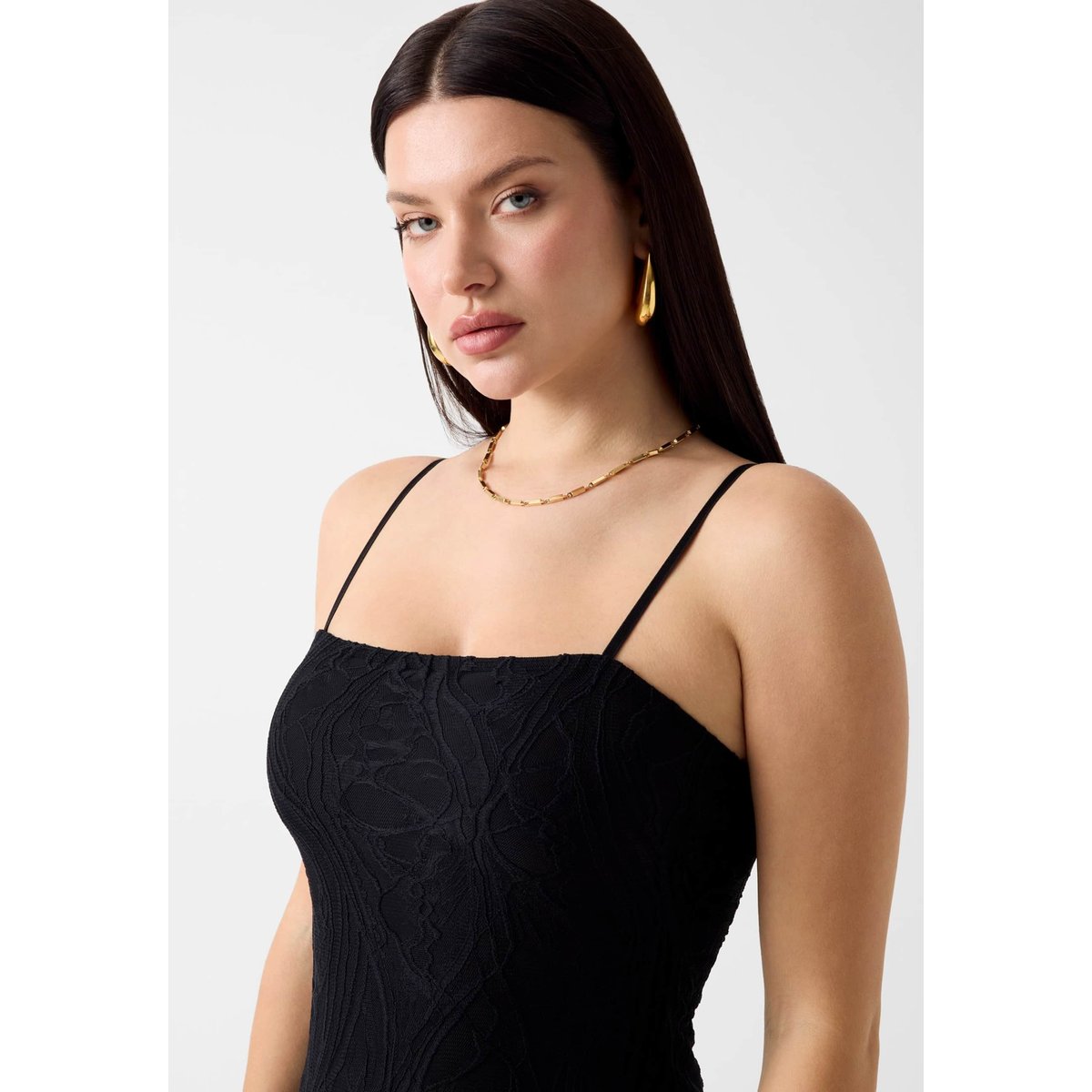 Dentelle Longue Dress noir, GUESS