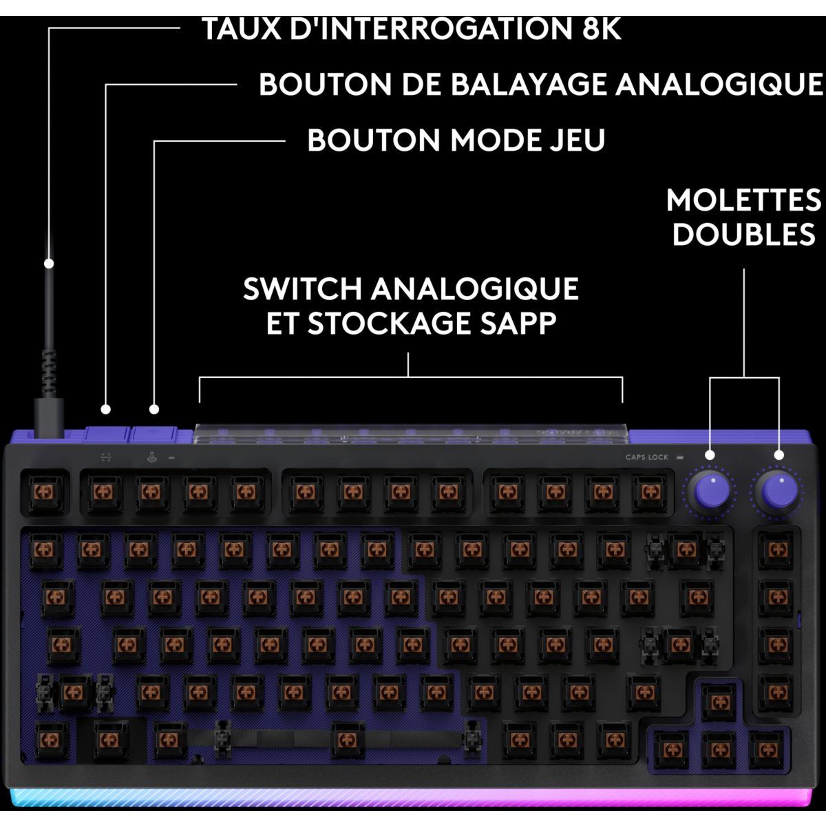 Clavier gamer G512 X 75 Noir couleur unique, LOGITECH