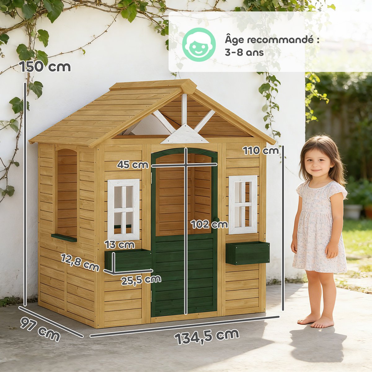 Maisonnette pour enfants Bois de sapin Marron marron, AIYAPLAY